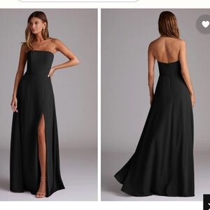 Azazie Black Strapless Wedding Dress